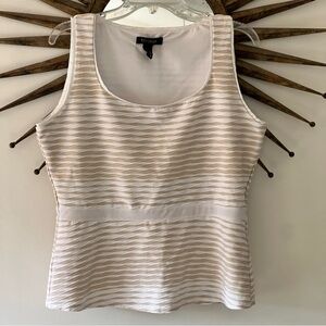 White House Black Market Striped Sleeveless Top Khaki White Size large SD808P